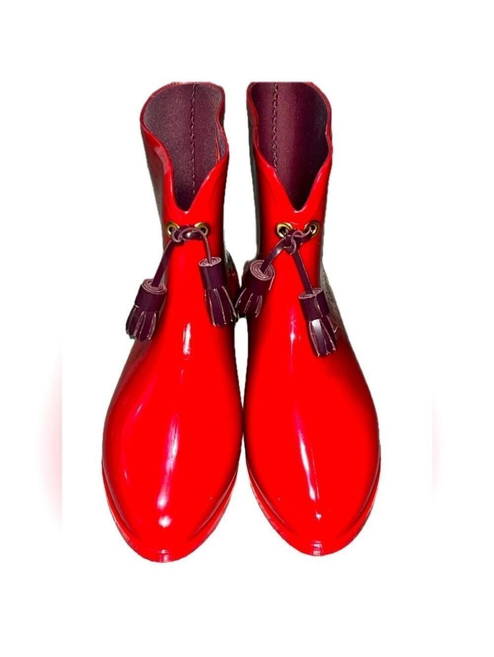 NWOT Vivienne Westwood x Melissa Rain Boots Women’s Size 8, Red, Made in Brazil